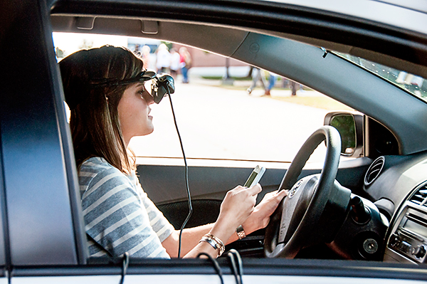 Student's Learn Danger of Texting and Driving in Simulator.