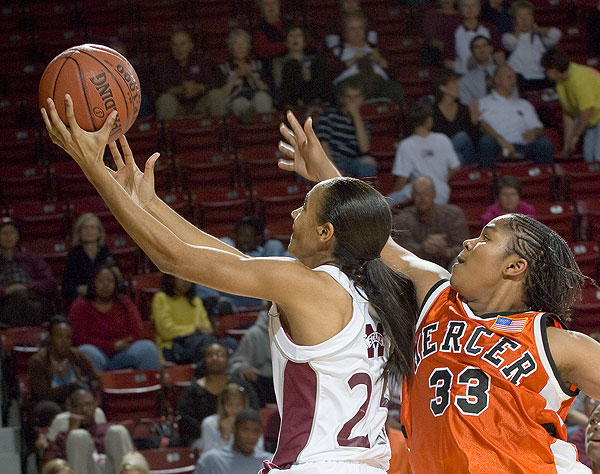 Women's basketball action vs Mercer