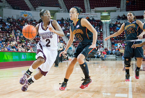 Women's basketball action vs Maryland