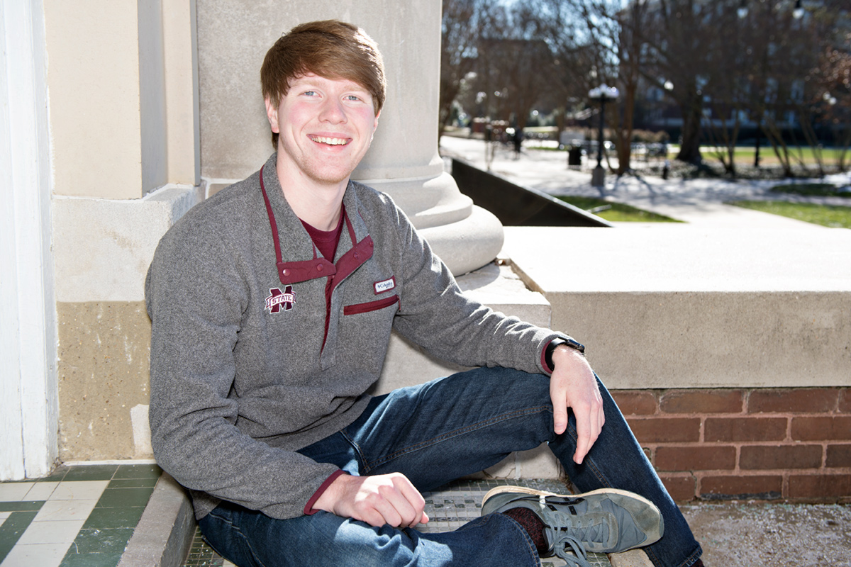 Jacob Easley, pictured sitting outside a building on MSU&amp;amp;#039;s Drill Field.