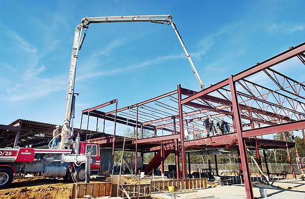 Pouring concrete at Hunter Henry Center