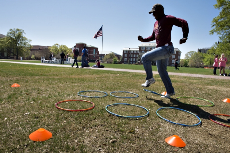 Drill Field fun: Volunteer Week obstacle course