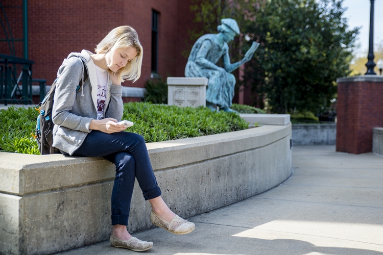 Library Statue with Student