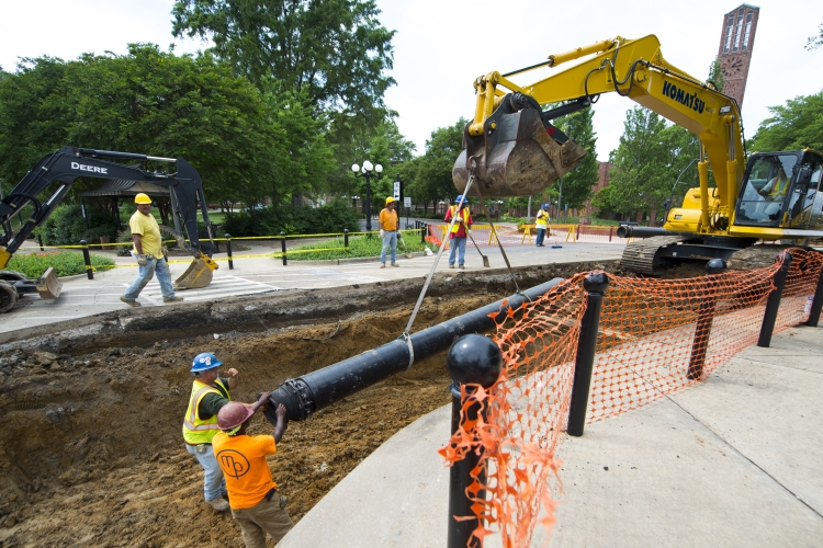 Construction for new building blocks road