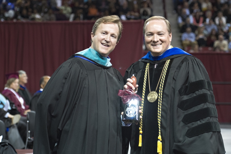Commencement Speaker Haley Fisackerly with President Keenum
