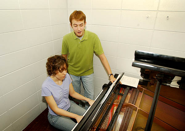 Music majors practice piano and sing