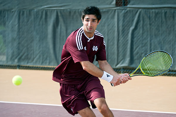 Men's Tennis action vs Virginia