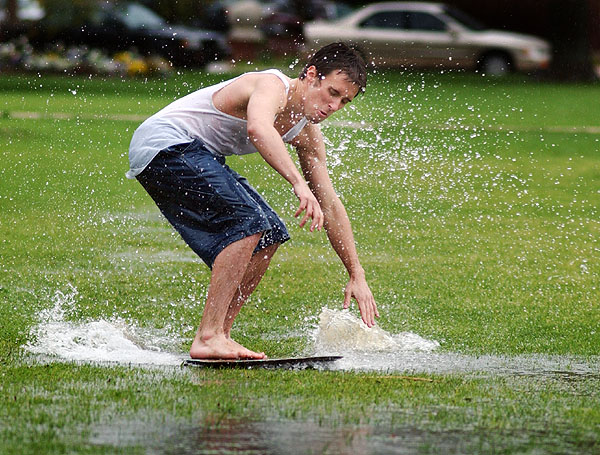 Skimboarding across Drill Field