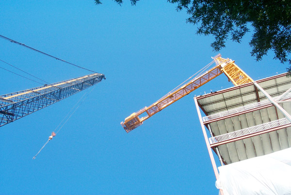 Stadium construction cranes removed