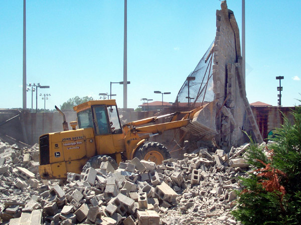 Racquetball court being bulldozed