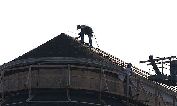 Working on the roof at Montgomery Hall