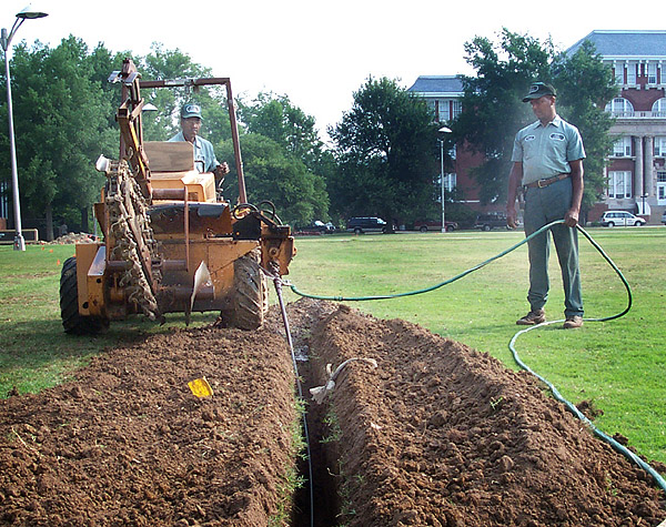 Campus Landscape installs irrigation system on Drill Field