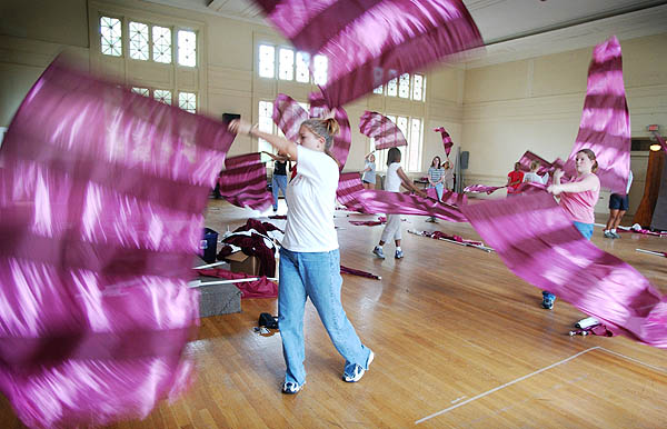 Flag line practices indoors at YMCA