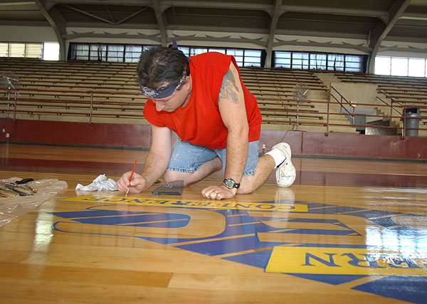 Painting volleyball floor