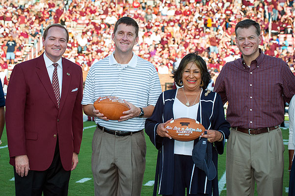 Keenum presents game balls to Bounds & Meyers
