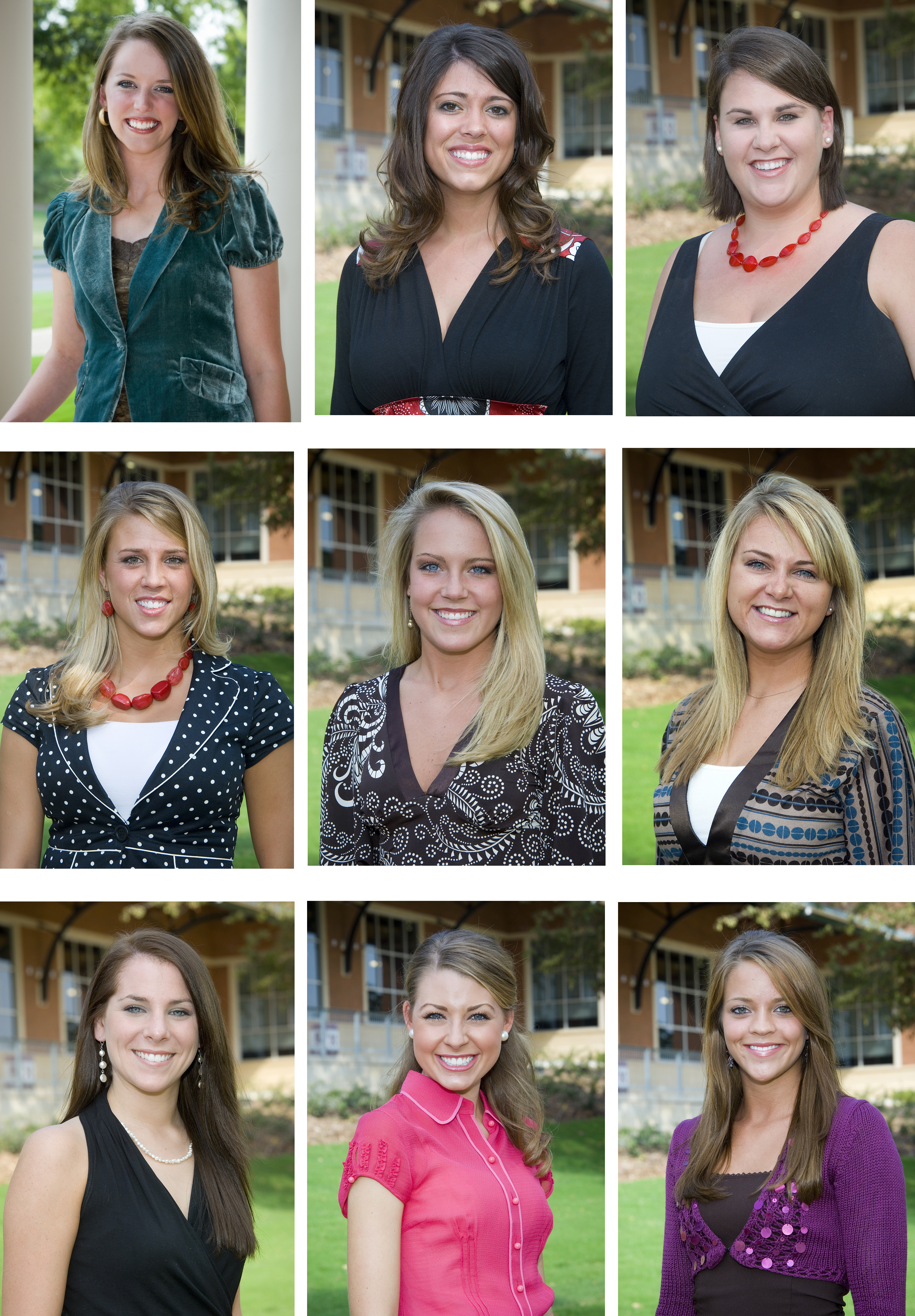 Top row, (left) Sara Beth Parks, Courtney L. DeFoe, Lauren E. Springer. Middle row (left) Natalie L. Buchanan, Kylie B. Estes, Avent M. Clark. Bottom row (left) Lauren E. Middleton, Erika A. Adair, Blake James. Top row, (left) Sara Beth Parks, Courtney L. DeFoe, Lauren E. Springer. Middle row (left) Natalie L. Buchanan, Kylie B. Estes, Avent M. Clark. Bottom row (left) Lauren E. Middleton, Erika A. Adair, Blake James.