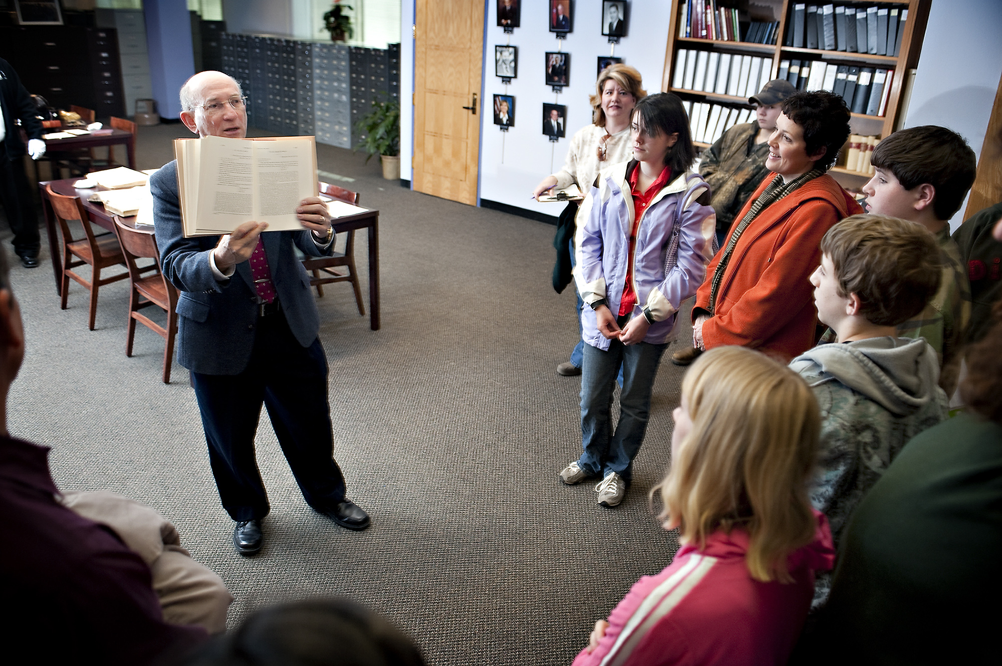 At MSU's Mitchell Memorial Library, John Marszalek recently showed visiting high school students a selection of President U.S. Grant's papers--something they now also may view online. At MSU's Mitchell Memorial Library, John Marszalek recently showed visiting high school students a selection of President U.S. Grant's papers--something they now also may view online.