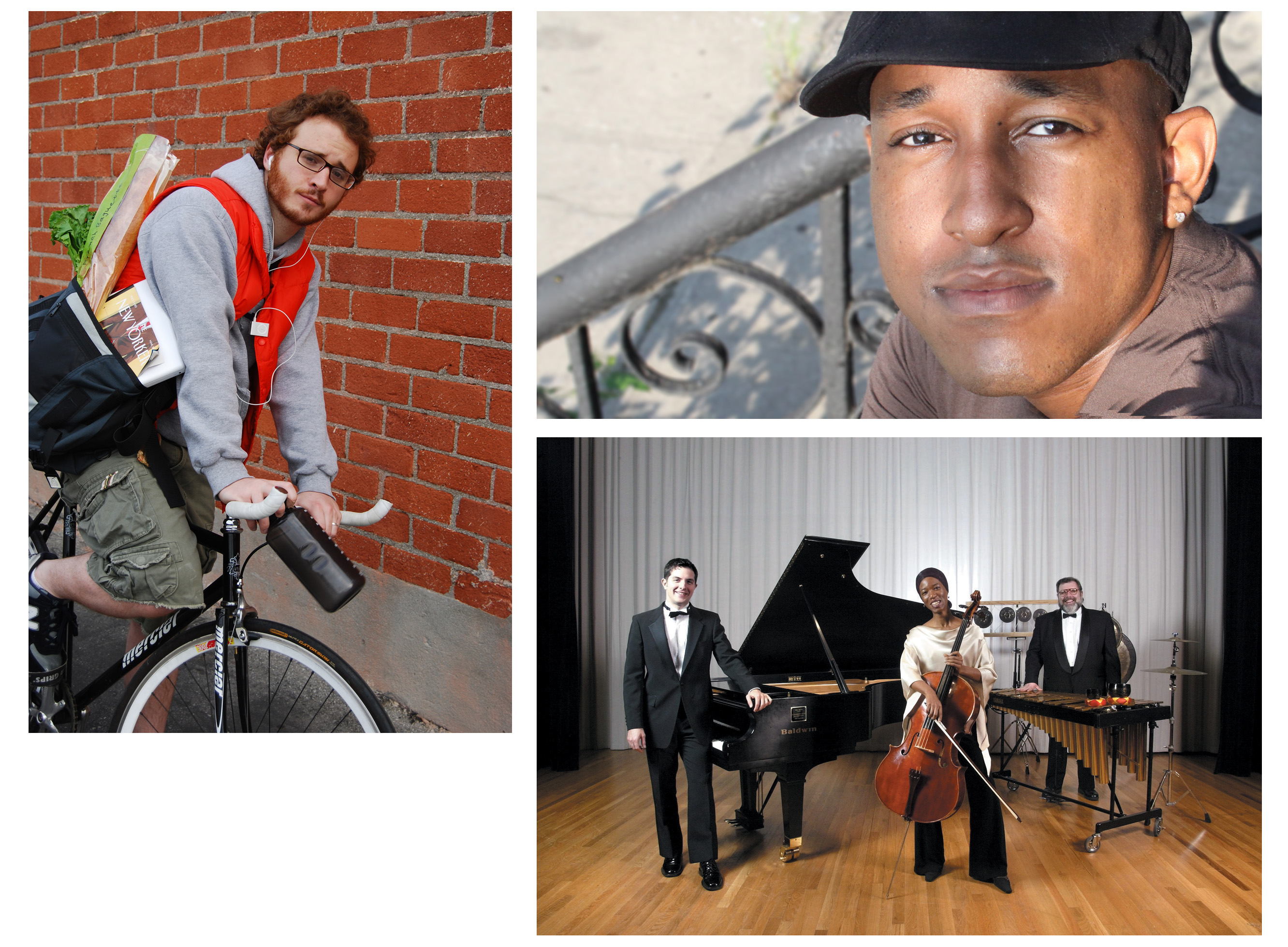 Clockwise, Christian Lander, Elon James White, and the on-stage trio for the Core Ensemble Chamber Music Theater Clockwise, Christian Lander, Elon James White, and the on-stage trio for the Core Ensemble Chamber Music Theater