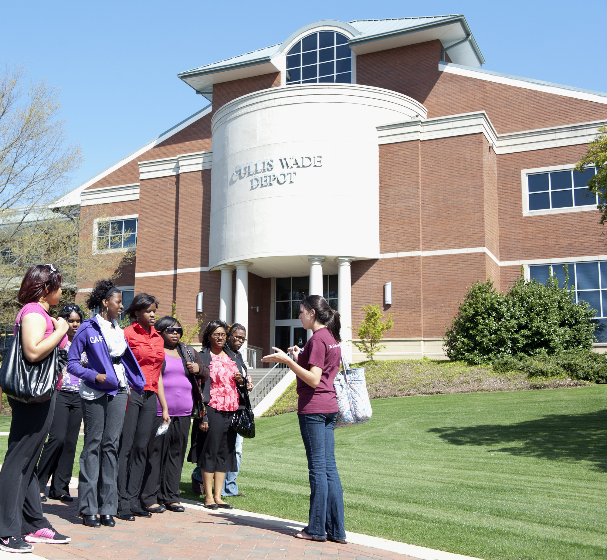 A Maroon VIP student volunteer gives a tour to a group visiting Mississippi State. The tours begin at the MSU Welcome Center in the Cullis Wade Depot. A Maroon VIP student volunteer gives a tour to a group visiting Mississippi State. The tours begin at the MSU Welcome Center in the Cullis Wade Depot.