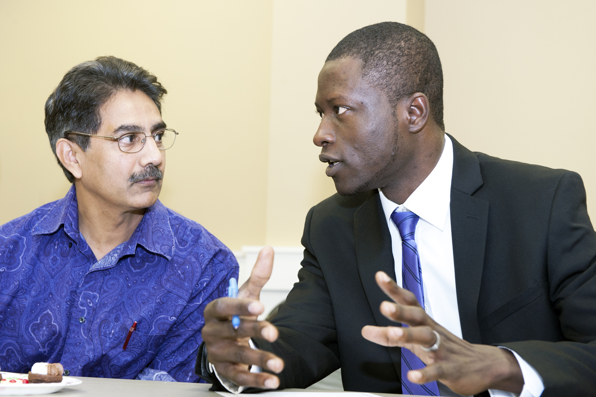 MSU graduate student and award winner Ademola Olandunjoye (r) is congratulated by faculty adviser Rama Nannapaneni during a recent award reception. MSU graduate student and award winner Ademola Olandunjoye (r) is congratulated by faculty adviser Rama Nannapaneni during a recent award reception.