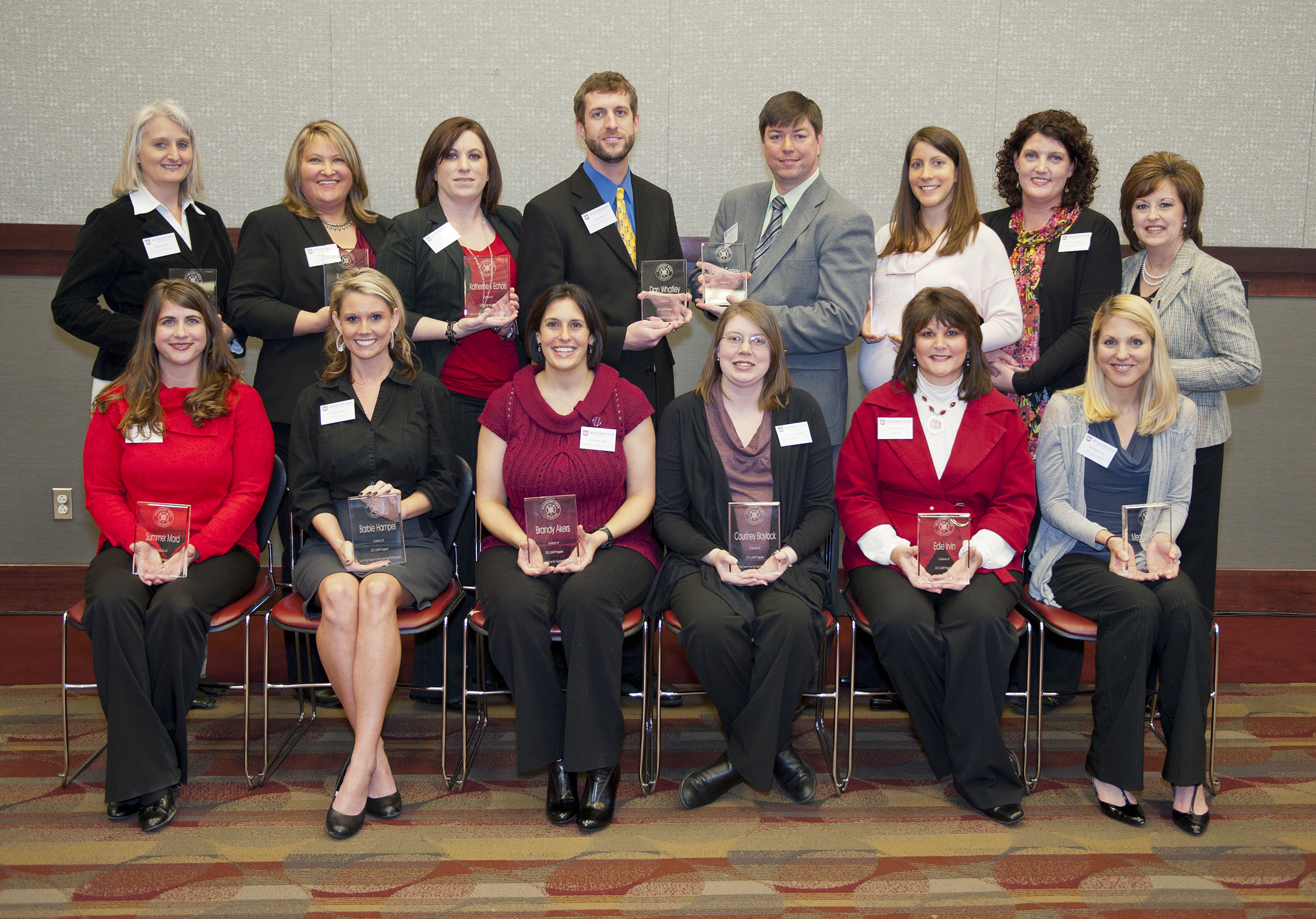 2011 Learning Experience for Aspiring Professionals graduates are Summer Mord (front, l-r) Barbie Hampel, Brandy Akers, Courtney Blaylock, Edie Irvin, Meggan Franks; and Angie Waller (back, l-r), Karin Lee, Katie Echols, Dan Whatley, Darrell Easley, Amanda Seymour, Terri Johnson and Diane Alexander. 2011 Learning Experience for Aspiring Professionals graduates are Summer Mord (front, l-r) Barbie Hampel, Brandy Akers, Courtney Blaylock, Edie Irvin, Meggan Franks; and Angie Waller (back, l-r), Karin Lee, Katie Echols, Dan Whatley, Darrell Easley, Amanda Seymour, Terri Johnson and Diane Alexander.