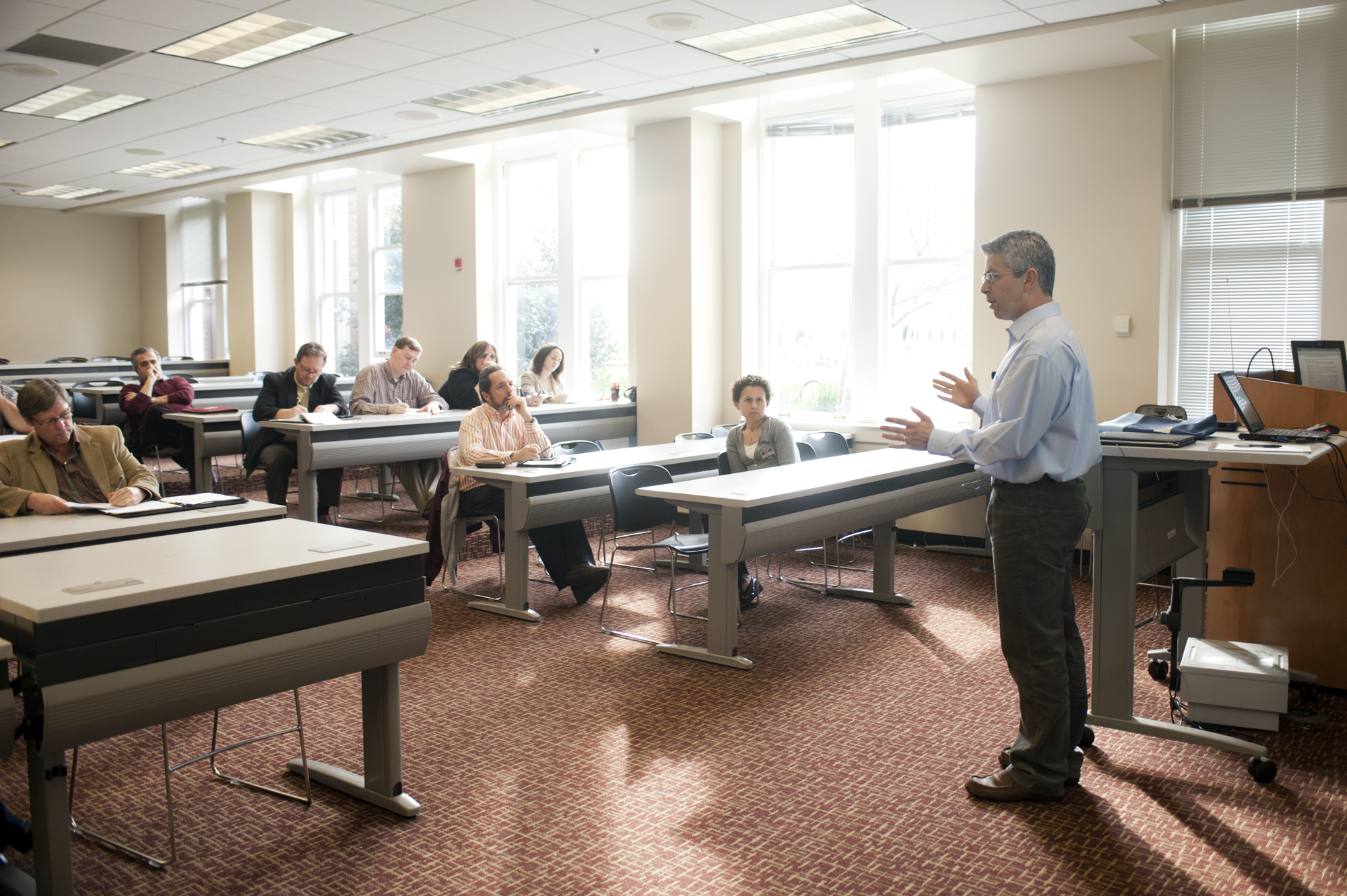 Associate professor Burak Eksioglu met with Mississippi State faculty recently to discuss the new National Center for Intermodal Transportation for Economic Competitiveness, which is being funded by a $3.5-million grant from the U.S. Department of Transportation. The university is the lead institution for the project.<br /><br />
Associate professor Burak Eksioglu met with Mississippi State faculty recently to discuss the new National Center for Intermodal Transportation for Economic Competitiveness, which is being funded by a $3.5-million grant from the U.S. Department of Transportation. The university is the lead institution for the project.<br /><br />