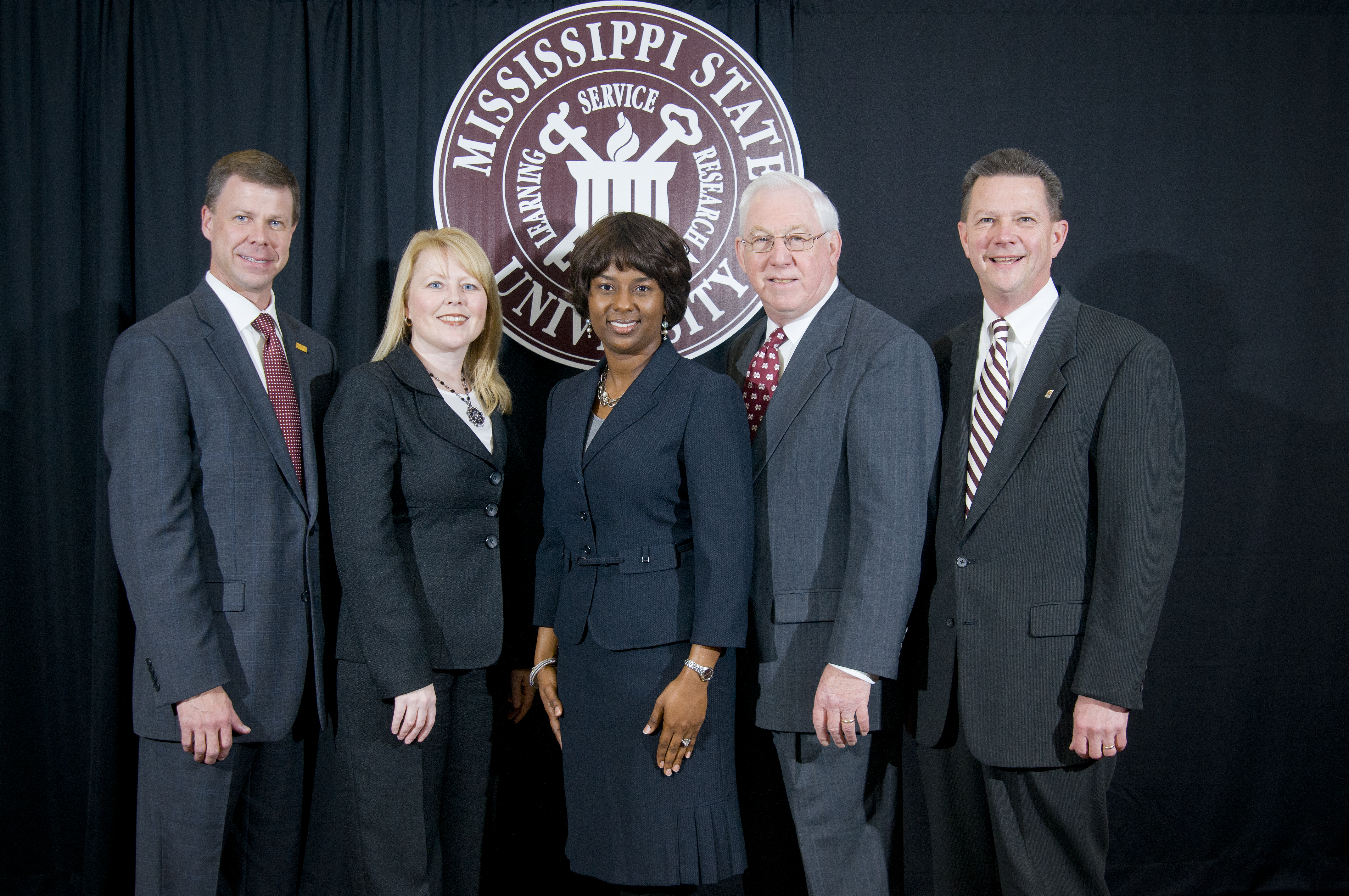 National officers of the Mississippi State University Alumni Association include (l-r) Jerry L. Toney, immediate former national president, Jodi White Turner, treasurer, Camille Scales Young, president, Tommy R. Roberson, first vice president, and Ron E. Black, second vice president. National officers of the Mississippi State University Alumni Association include (l-r) Jerry L. Toney, immediate former national president, Jodi White Turner, treasurer, Camille Scales Young, president, Tommy R. Roberson, first vice president, and Ron E. Black, second vice president.
