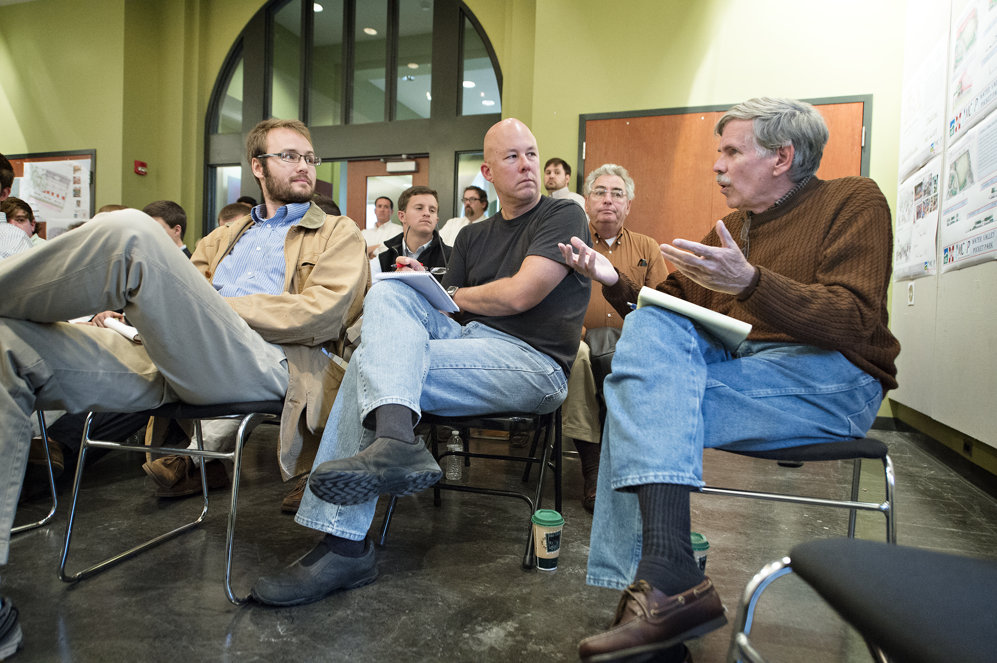 Ed Croom, right, was one of four Water Valley leaders who traveled recently to Mississippi State University to view design presentations developed by landscape architecture majors for a proposed downtown pocket park. Joining him were, from left, Kagan Coughlin and Mickey Howley, as well as Eddie Ray, back right. Ed Croom, right, was one of four Water Valley leaders who traveled recently to Mississippi State University to view design presentations developed by landscape architecture majors for a proposed downtown pocket park. Joining him were, from left, Kagan Coughlin and Mickey Howley, as well as Eddie Ray, back right.
