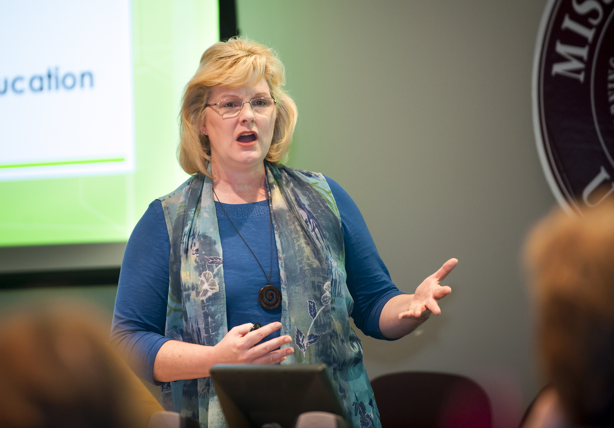 Beth Frick, director of education for North Mississippi Medical Center in Tupelo, recently presented a workshop about stress management at Mississippi State University. Beth Frick, director of education for North Mississippi Medical Center in Tupelo, recently presented a workshop about stress management at Mississippi State University.
