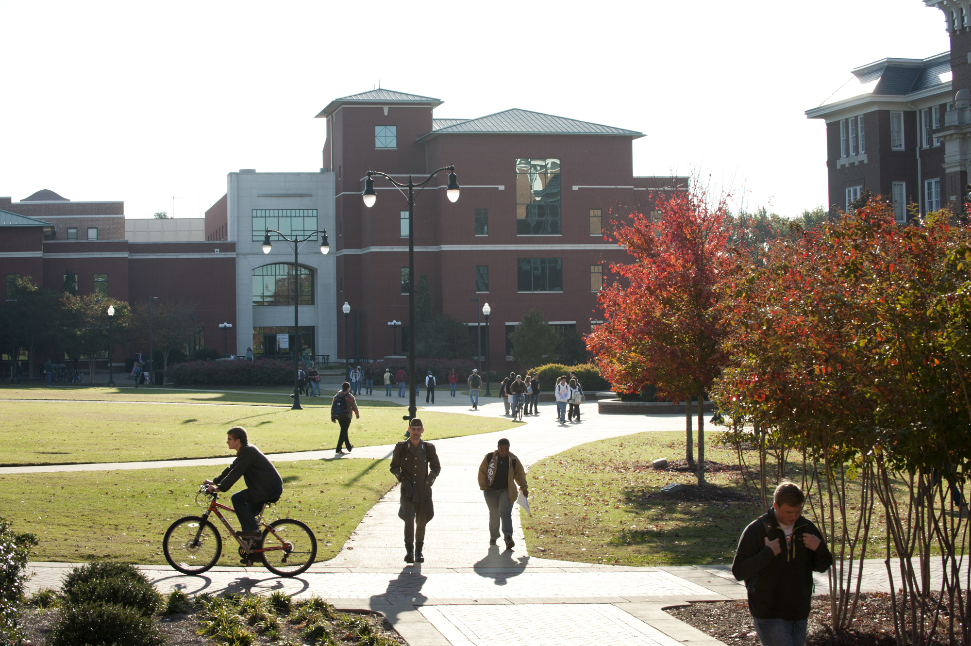 A view of Mitchell Memorial Library at MSU against a fall landscape. A view of Mitchell Memorial Library at MSU against a fall landscape.