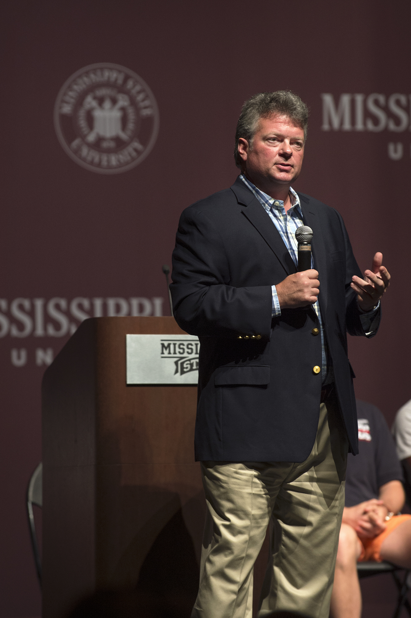 Mississippi Attorney General Jim Hood emphasizes the importance of protecting individual privacy and giving back to the community as part of his presentation at the Mississippi American Legion Boys State held at Mississippi State University. Mississippi Attorney General Jim Hood emphasizes the importance of protecting individual privacy and giving back to the community as part of his presentation at the Mississippi American Legion Boys State held at Mississippi State University.