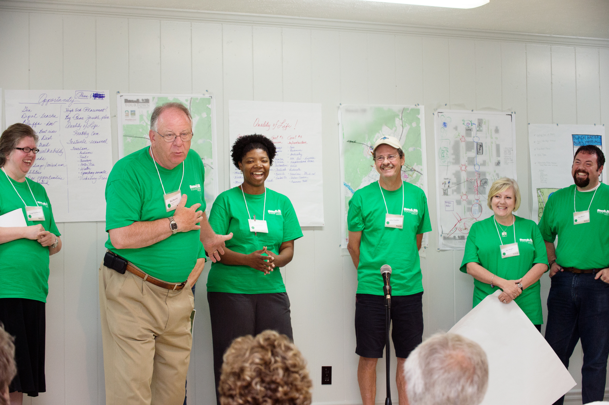 Phil Nanney of New Albany and Keisha Bogan of Okolona (second and third from left), explain their community development plans during a recent MSU-sponsored "YourTown, Miss." workshop. The interactive session teaches participants about how community development enhances economic opportunity. Phil Nanney of New Albany and Keisha Bogan of Okolona (second and third from left), explain their community development plans during a recent MSU-sponsored "YourTown, Miss." workshop. The interactive session teaches participants about how community development enhances economic opportunity.