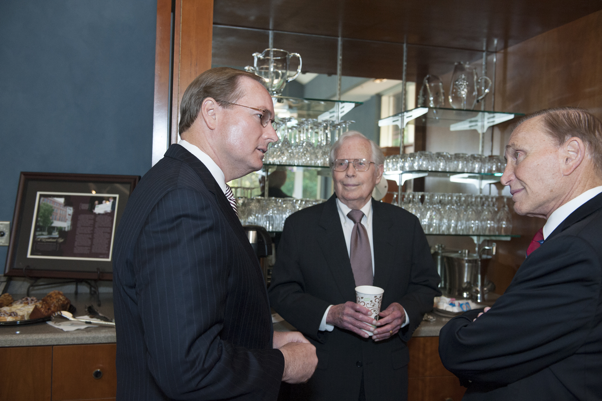 MSU President Mark E. Keenum, left, thanks Riley Foundation Chairman Robert B. Deen Jr., center, and Vice President Marty Davidson for an $11 million grant to fund a new kinesiology program at MSU-Meridian. The program, with an emphasis in clinical exercise and physiology, will be offered in the Downtown Campus Kress Building, which will see major renovations under the funding as well. MSU President Mark E. Keenum, left, thanks Riley Foundation Chairman Robert B. Deen Jr., center, and Vice President Marty Davidson for an $11 million grant to fund a new kinesiology program at MSU-Meridian. The program, with an emphasis in clinical exercise and physiology, will be offered in the Downtown Campus Kress Building, which will see major renovations under the funding as well.