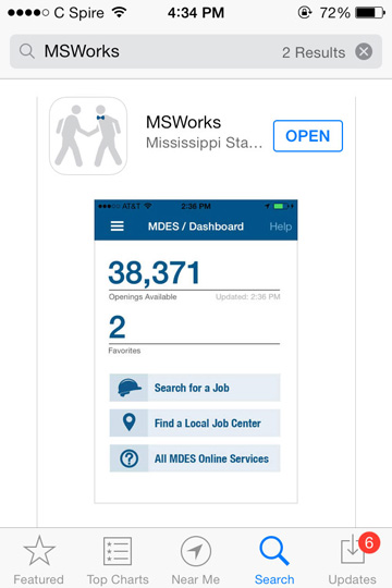 Search "MSWorks" in Apple's App Store to download the Mississippi Works app developed by nSPARC at Mississippi State. It is also available for Android phones from Google Play.