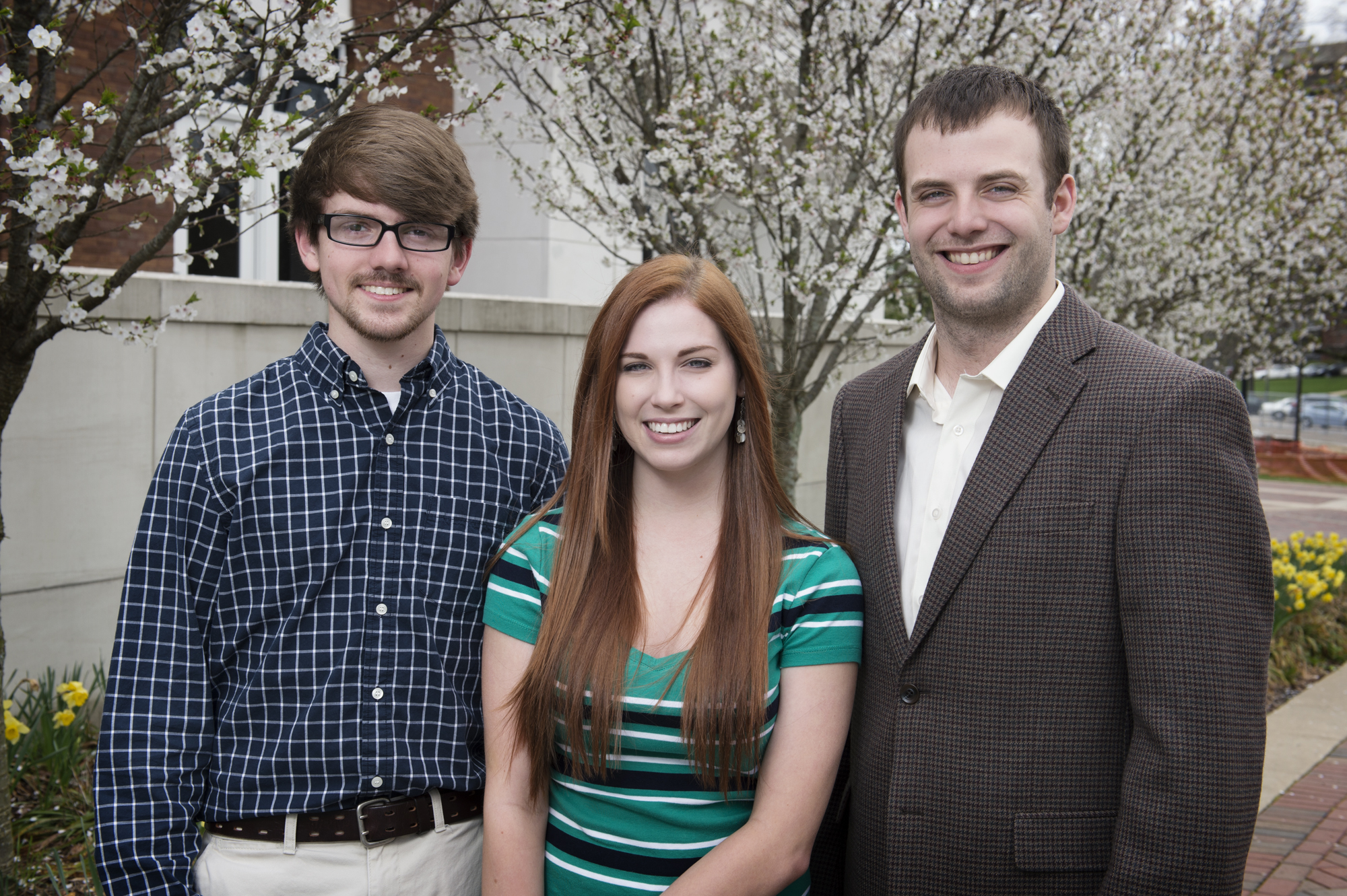 Students receiving honorable mention awards in the national Barry M. Goldwater Scholarship and Excellence in Education Program are, from left, Cameron Clarke, Shannon Kate Thompson and Matthew Blair. Students receiving honorable mention awards in the national Barry M. Goldwater Scholarship and Excellence in Education Program are, from left, Cameron Clarke, Shannon Kate Thompson and Matthew Blair.