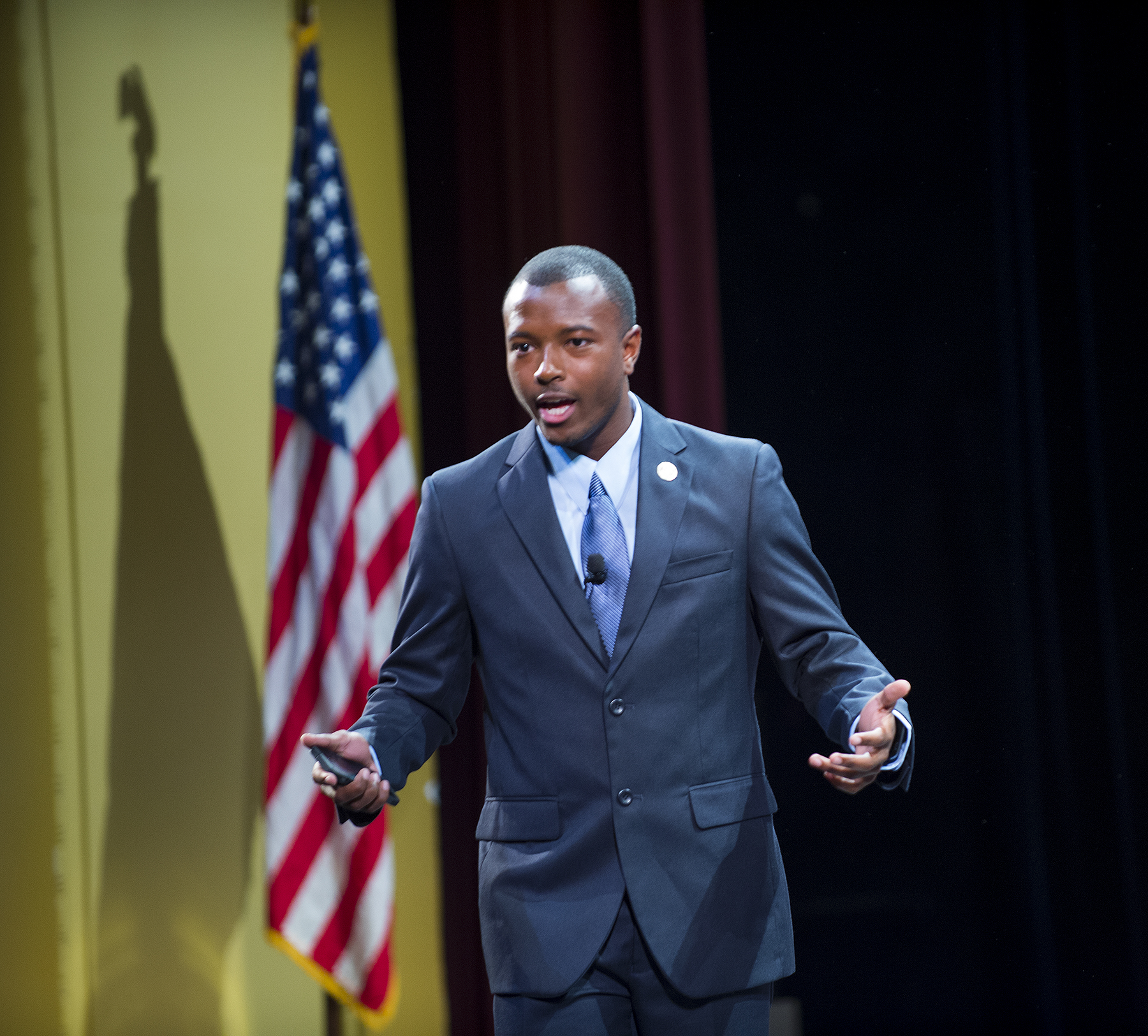 State Rep. Jeramey D. Anderson speaks to Boys State delegates at MSU Wednesday [May 28].