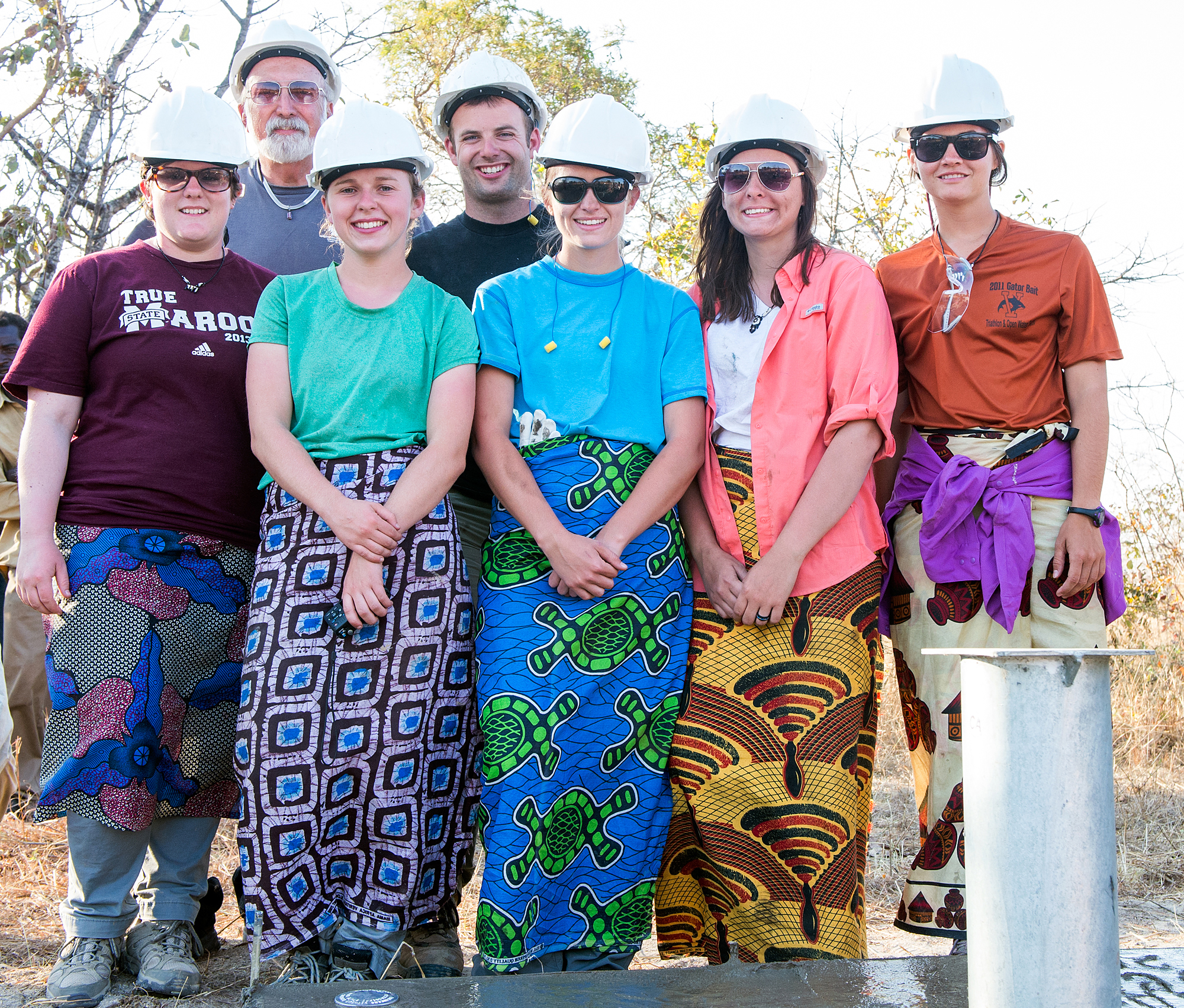 MSU student and faculty team members working recently in Zambia included (l-r) Katie Bryant, Dennis Truax, Laura Wilson, Matthew Blair, Sally White, Kristen Sauceda, and Liz Rayfield.