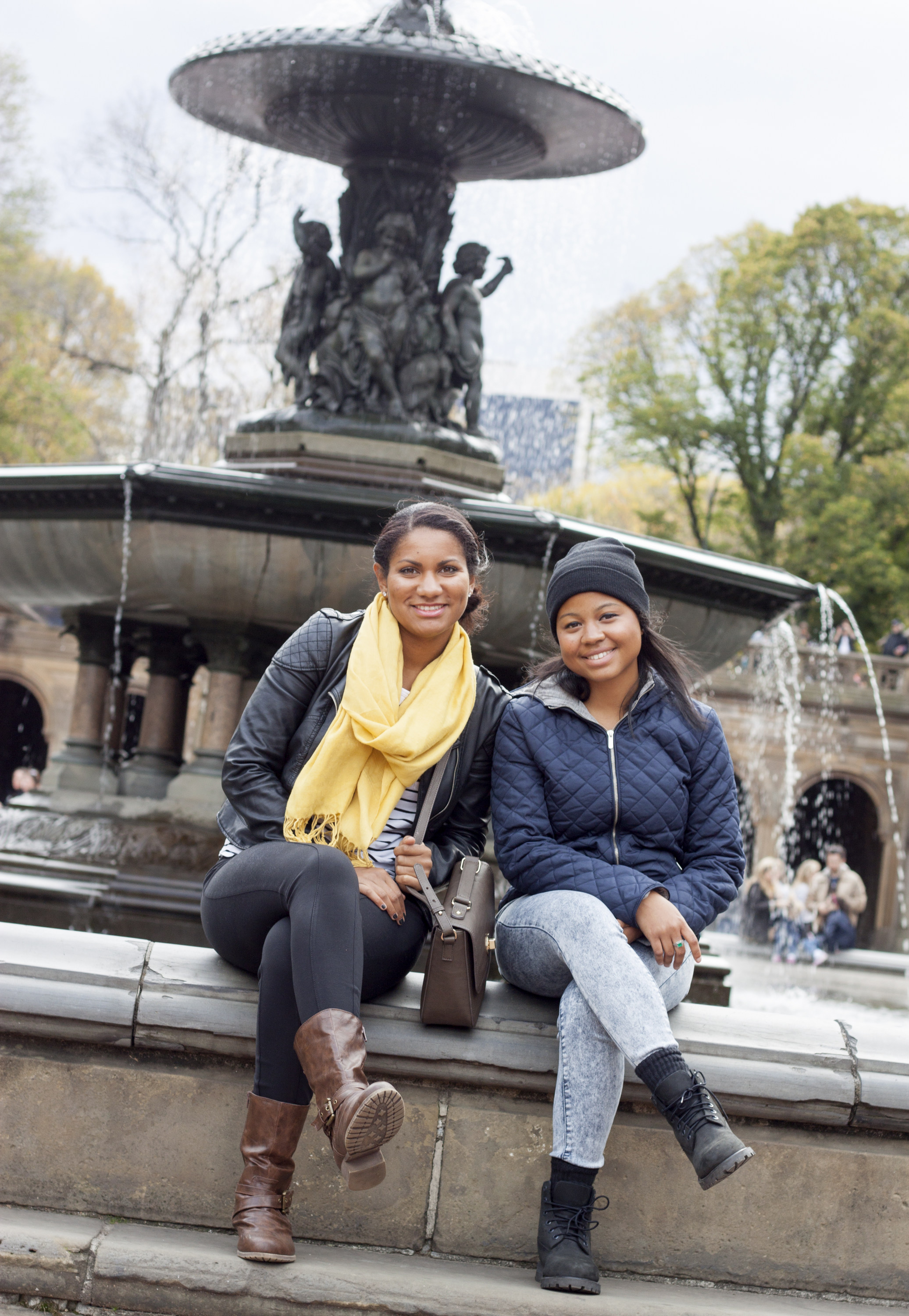 Seniors Britney Johnson, a graphic design major from Bay St. Louis, and Christina McField, a fine arts major from Madison, relax at Central Park's Bethesda Fountain. They were among 16 MSU art majors recently completing a five-day field study in New York City.