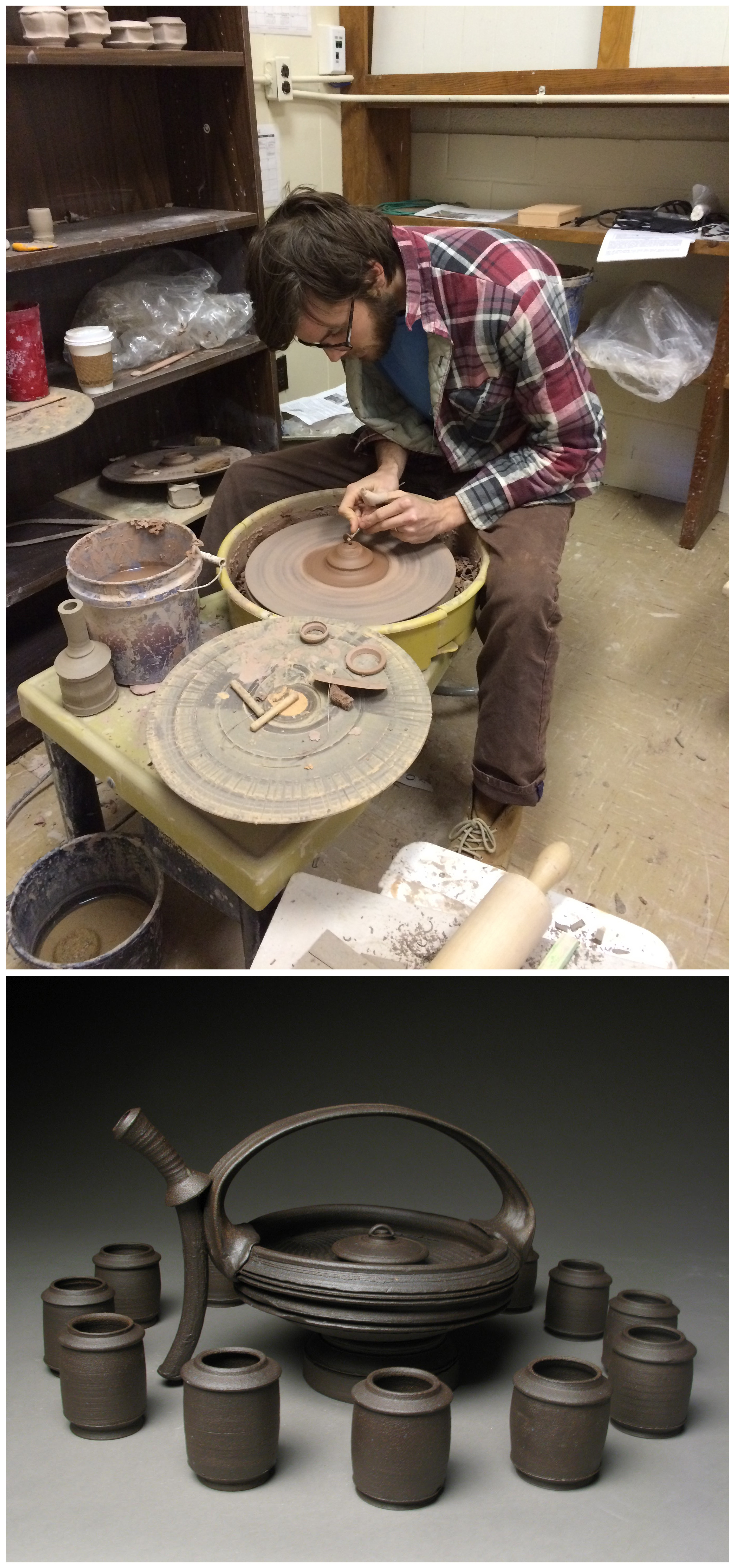 Graduating MSU art major Michael Wilkerson of Tupelo works on one of his ceramic pieces being featured in his upcoming thesis exhibition, "From Nothingness."