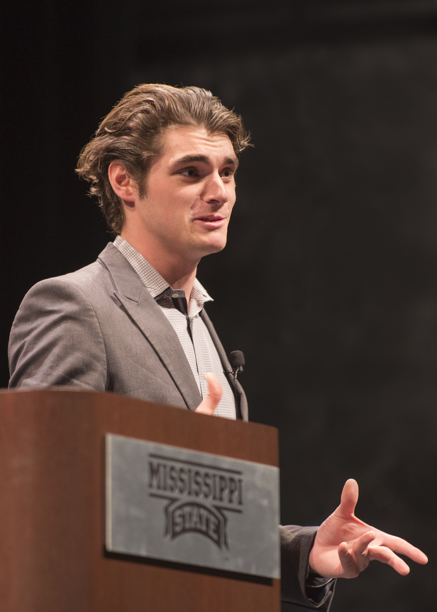 R.J. Mitte spoke at MSU Tuesday night.