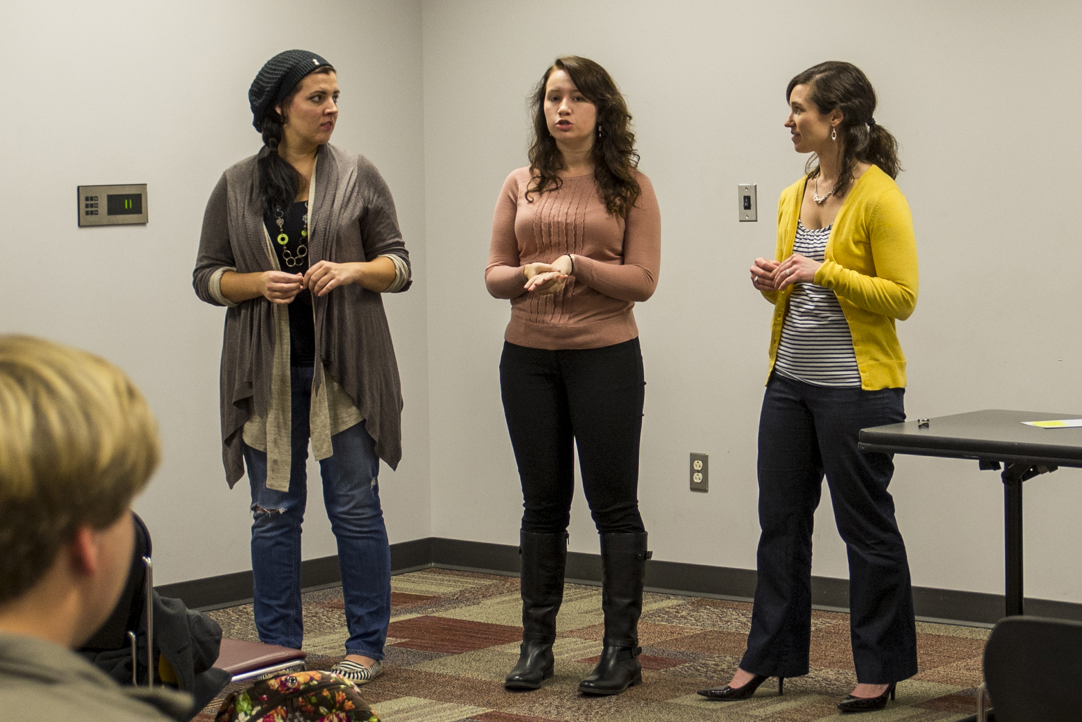 Mississippi State University recently held a meeting for students interested in interning with the Food and Agriculture Organization of the United Nations. Presenters included, from left, senior Bailey Martin, former FAO intern in Chile; sophomore Naomi Taylor, former FAO intern in Malawi; and Kristen Bloom, coordinator of study abroad at MSU.