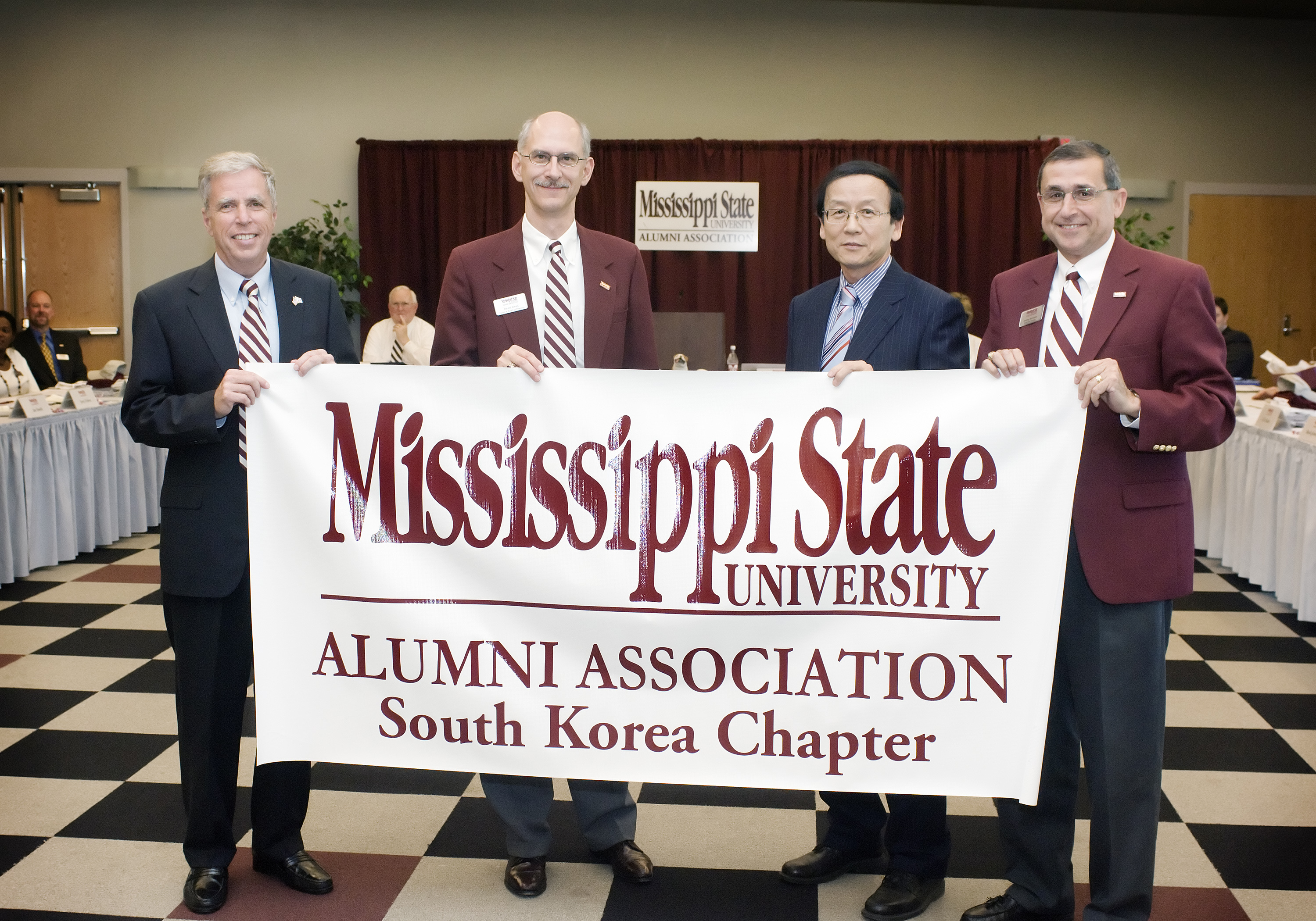 Welcoming the new MSU alumni chapter in South Korea were (l-r) Foglesong, Jones, Shim, and Abraham. Welcoming the new MSU alumni chapter in South Korea were (l-r) Foglesong, Jones, Shim, and Abraham.