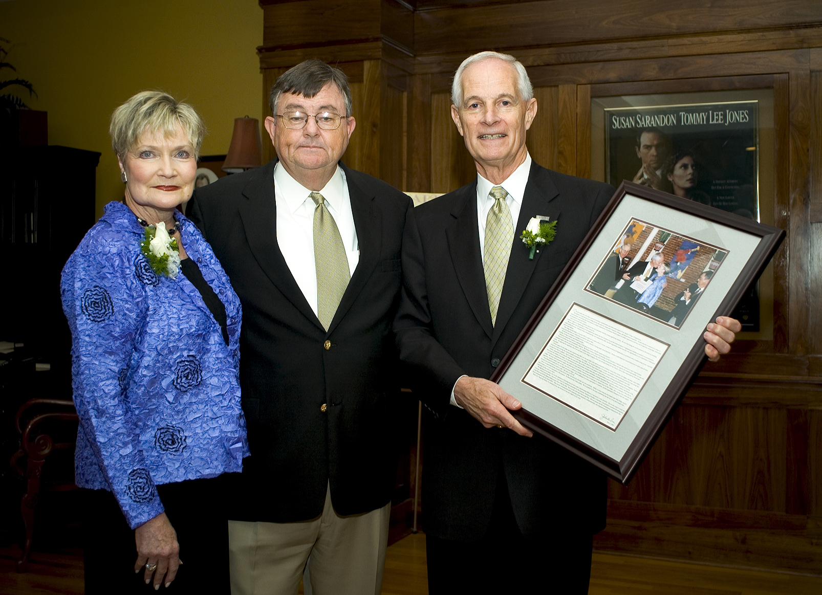 <br /><br />
Retiring Bagley College of Engineering dean A. Wayne Bennett displays a parting memento presented by Mississippi State president Charles Lee (c) during a recent ceremony. Lee announced Friday MSU is naming a wing of the engineering college's oldest building, McCain Hall, to honor Bennett and his wife, Shirley (l). Bennett retires June 30 after serving as dean for the past eight years. The momento is a framed photo of the couple and a statement from Lee marking Bennett's service to the university.<br /><br />
<br /><br />
Retiring Bagley College of Engineering dean A. Wayne Bennett displays a parting memento presented by Mississippi State president Charles Lee (c) during a recent ceremony. Lee announced Friday MSU is naming a wing of the engineering college's oldest building, McCain Hall, to honor Bennett and his wife, Shirley (l). Bennett retires June 30 after serving as dean for the past eight years. The momento is a framed photo of the couple and a statement from Lee marking Bennett's service to the university.<br /><br />