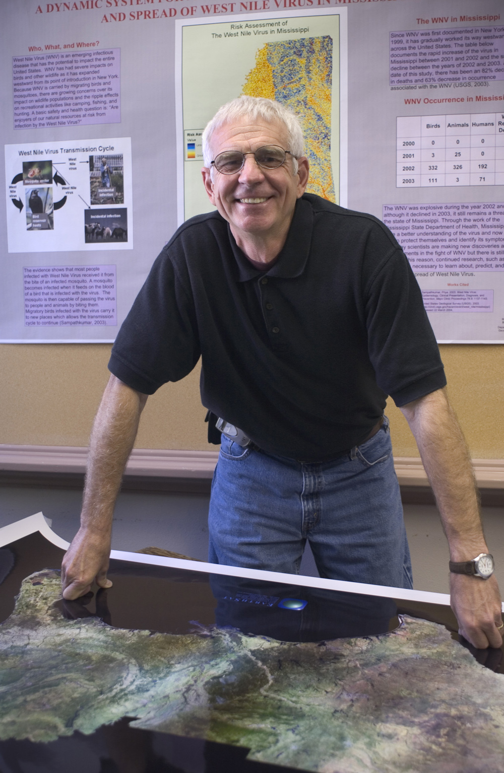 <br /><br />
MSU geosciences professor Bill Cooke is researching the environmental causes of West Nile Virus. <br /><br />
MSU geosciences professor Bill Cooke is researching the environmental causes of West Nile Virus.