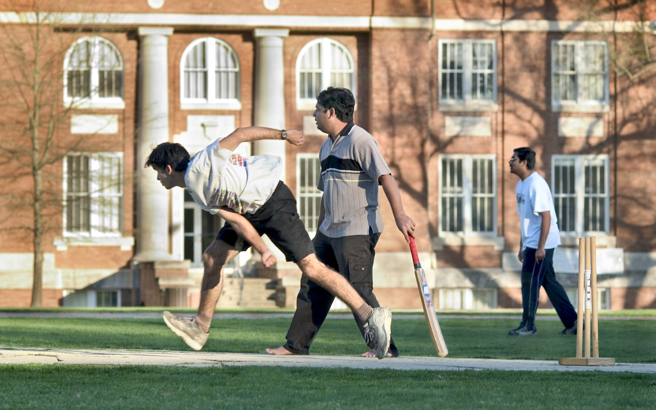 <br /><br />
Members of the MSU Cricket Club practice on the university's Drill Field, site of an Aug. 14 and 15 regional tournament. <br /><br />
Members of the MSU Cricket Club practice on the university's Drill Field, site of an Aug. 14 and 15 regional tournament.