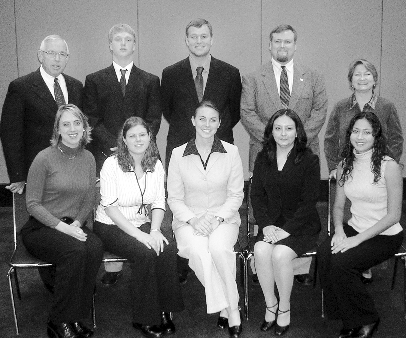 <br /><br />
The award-winning MSU Dairy Products Judging Team includes (seated, l-r)<br /><br />
Michael Tynes, Carrie Swoope, Cheryl Hickman, Lorena Albuja, Mary Edith King, (standing, l-r) Charles White, Justin Larsen, Eric Steer, Neil Bogart, and Julie Wilson. White and Wilson are team coaches. <br /><br />
The award-winning MSU Dairy Products Judging Team includes (seated, l-r)<br /><br />
Michael Tynes, Carrie Swoope, Cheryl Hickman, Lorena Albuja, Mary Edith King, (standing, l-r) Charles White, Justin Larsen, Eric Steer, Neil Bogart, and Julie Wilson. White and Wilson are team coaches.