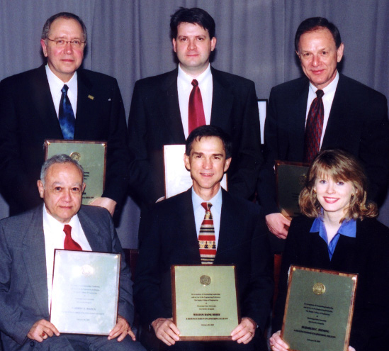 <br /><br />
The 2003 Bagley College of Engineering Distinguished Fellows include (front, l-r) Carmelo Bianca, W.B. Berry, Beth Fleming, (rear, l-r) Bradley Carter, Ron Brightwell and Everette Ramage. Dorman Blaine, Paul R. Davis, James W. Jones, and Eugene H. Bishop are not pictured. <br /><br />
The 2003 Bagley College of Engineering Distinguished Fellows include (front, l-r) Carmelo Bianca, W.B. Berry, Beth Fleming, (rear, l-r) Bradley Carter, Ron Brightwell and Everette Ramage. Dorman Blaine, Paul R. Davis, James W. Jones, and Eugene H. Bishop are not pictured.