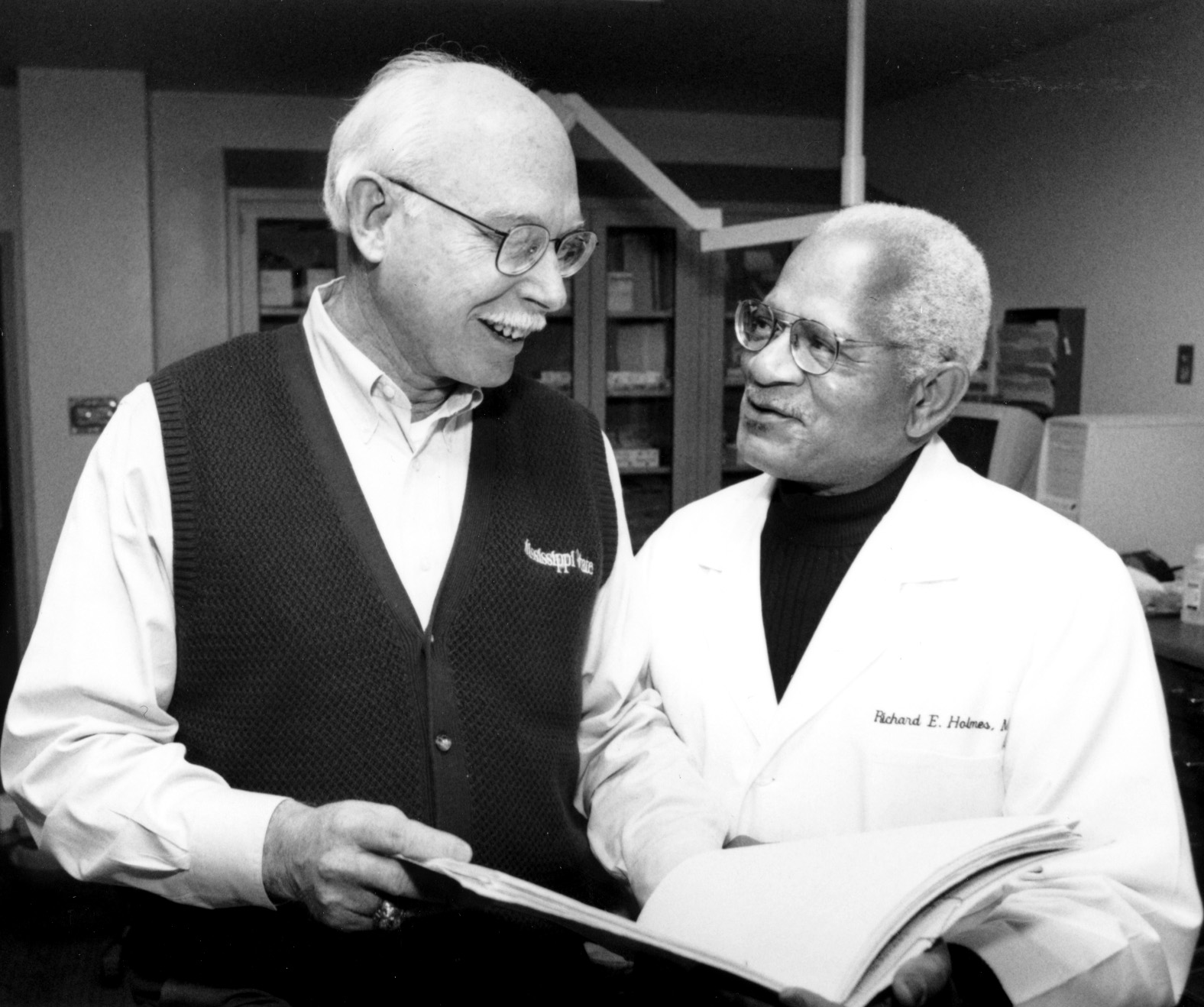 <br /><br />
MSU's newest physician, Dr. Richard Holmes (r), with Dr. Robert Collins, Longest Student Health Center director <br /><br />
MSU's newest physician, Dr. Richard Holmes (r), with Dr. Robert Collins, Longest Student Health Center director