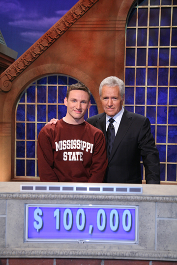 Joey Beachum (l) with longtime Jeopardy! host Alex Trebek Joey Beachum (l) with longtime Jeopardy! host Alex Trebek