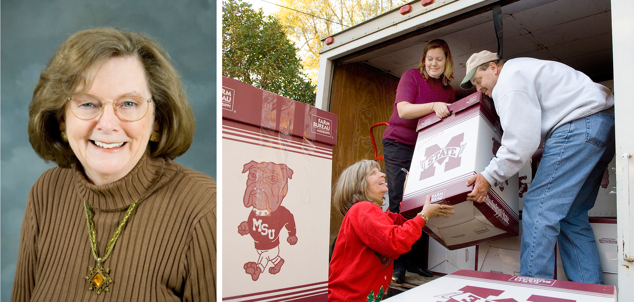 (Left) MSU first lady Pat Lee; Volunteers (l-r) Mike Couvillion, Patty Vizzini and Danny Spencer helped load coats and outerwear that will be delivered to Gulf Coast schools this week. (Left) MSU first lady Pat Lee; Volunteers (l-r) Mike Couvillion, Patty Vizzini and Danny Spencer helped load coats and outerwear that will be delivered to Gulf Coast schools this week.